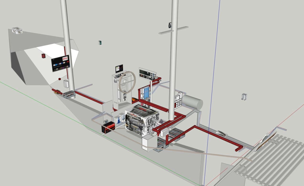 3D model of onboard systems and piping routing on a boat